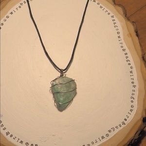 Raw Green Calcite wire-wrapped necklace